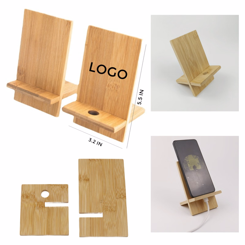 MOQ 10 PCS Eco-Friendly Bamboo Portable Cell Phone Holder