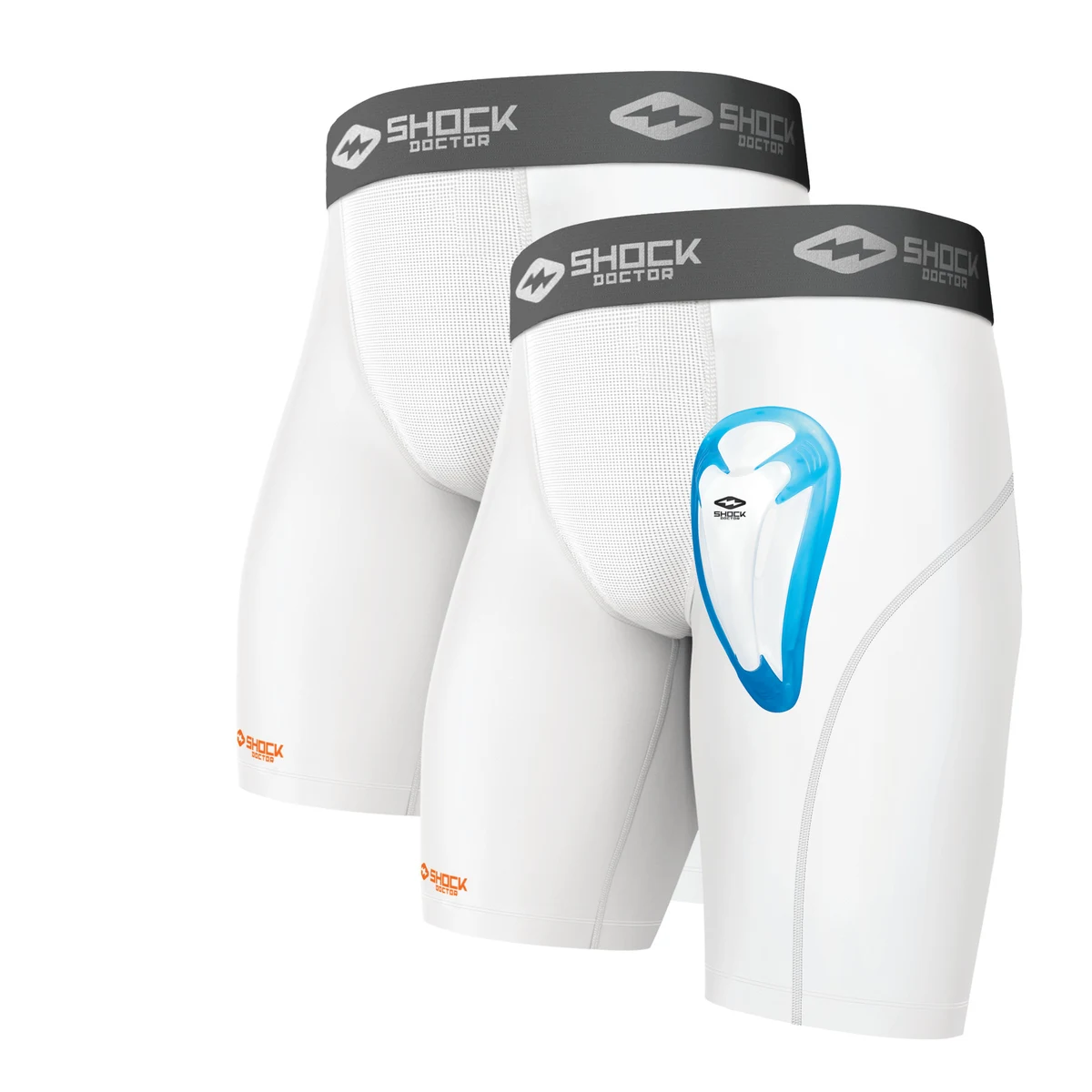 2pk Core Compression Short w/BioFlex Cup Wht 1
