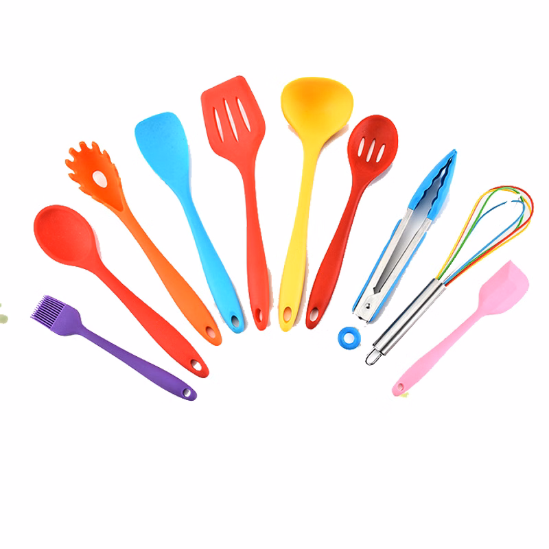 10-Piece Sets Rainbow Color Silicone Kitchenware Cooking Ute