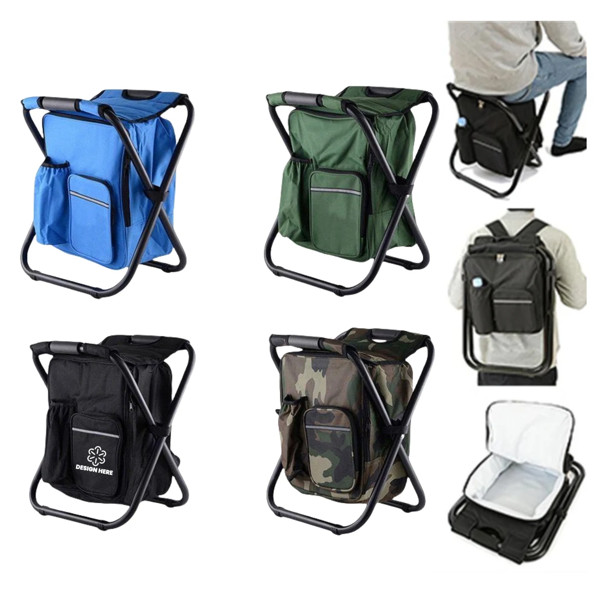 Multifunction Foldable Cooler Stool Insulated Backpack 1