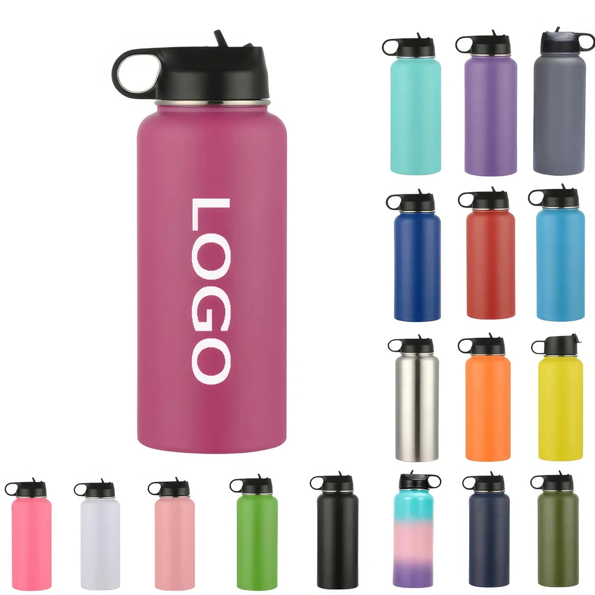 32oz Stainless Steel Sports Water Cup Flask, custom water bottle with logo imprint 1
