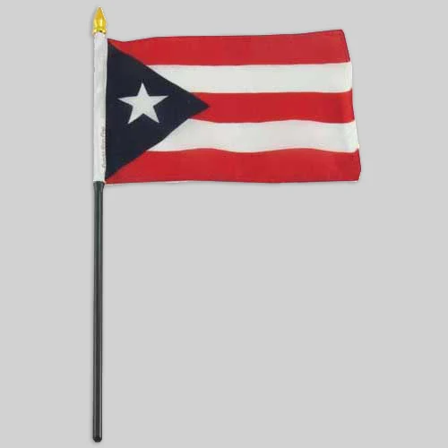 4"x6" Puerto Rico Flag With 10" Pole - Puerto Rican Flag 1