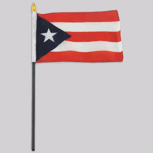4"x6" Puerto Rico Flag With 10" Pole - Puerto Rican Flag
