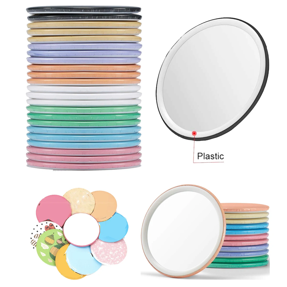 Compact Mirror Bulk Round Makeup Glass Mirror 1
