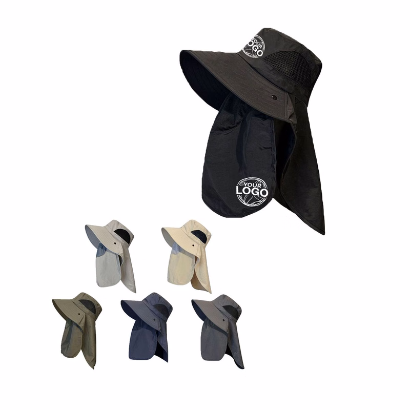Summer Wide Brim Sun Hat with Face Shield
