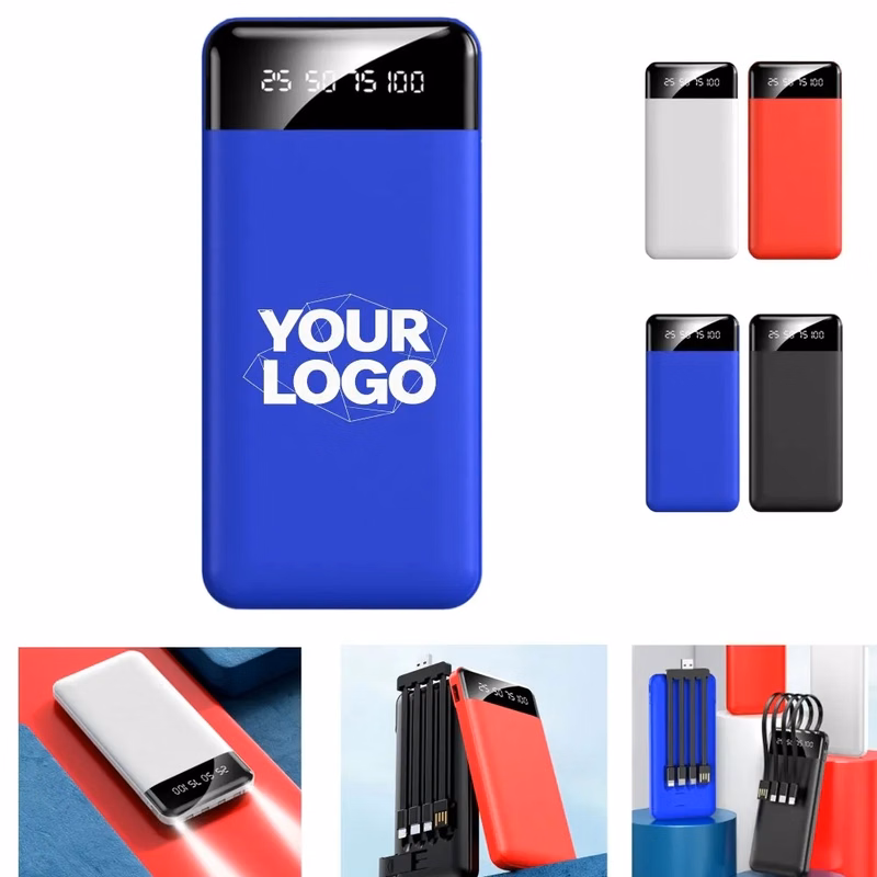 Slim Power Bank with Built in Cables