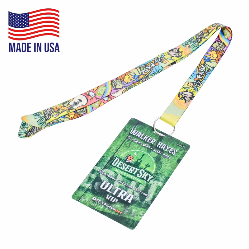USA Made 3/4 inch Full Color Lanyard with PVC ID Card
