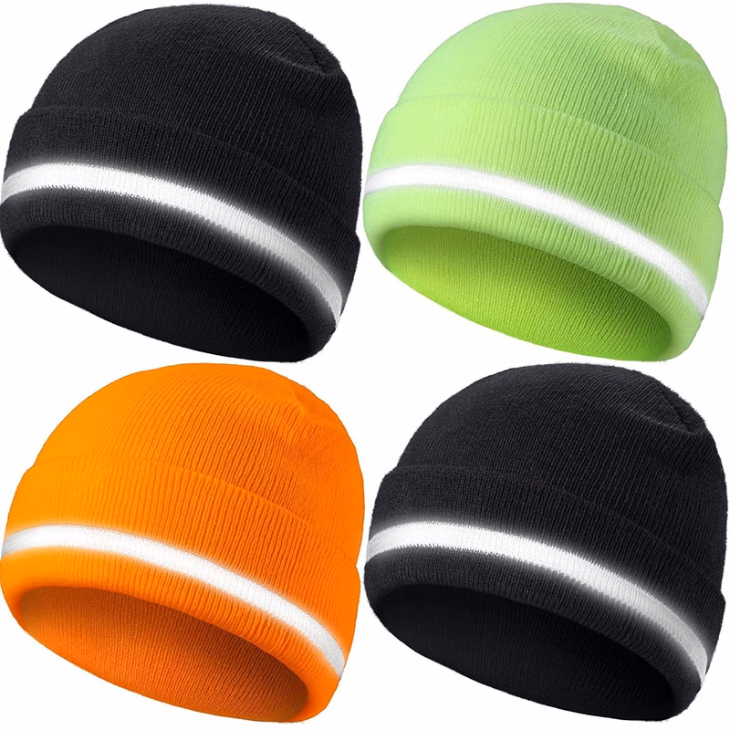 Knitted Beanie with Reflective Stripe