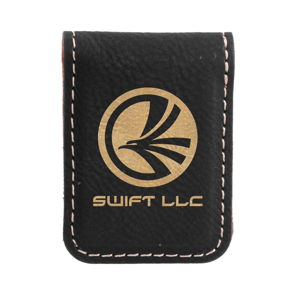 Black & Gold Leatherette Money Clip 1