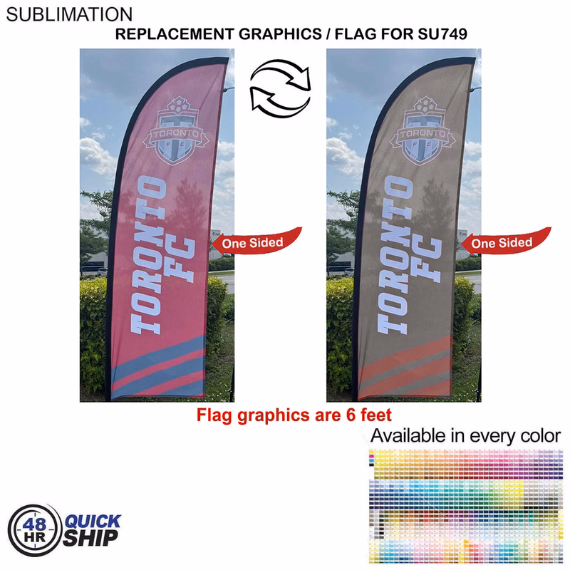 48Hr Quick Ship - Replacement Flag for 8.5' Small Feather Flag Kit, Full Color Graphics One Side