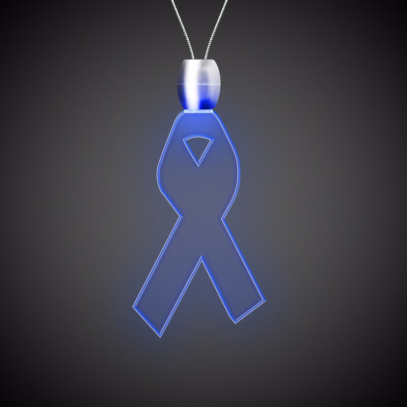 Ribbon Blue Light-Up Acrylic Pendant Necklace
