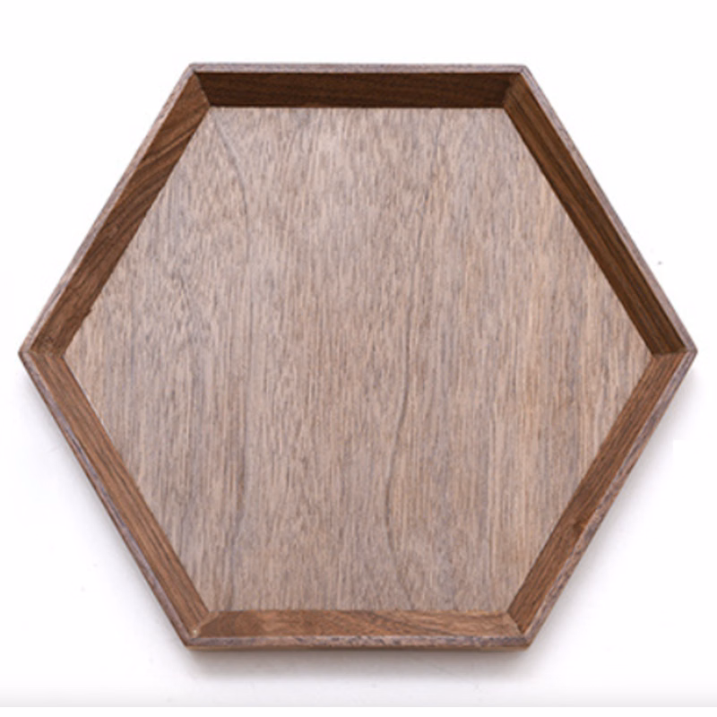 Walnut Beveled Hexagonal Plate / Tray