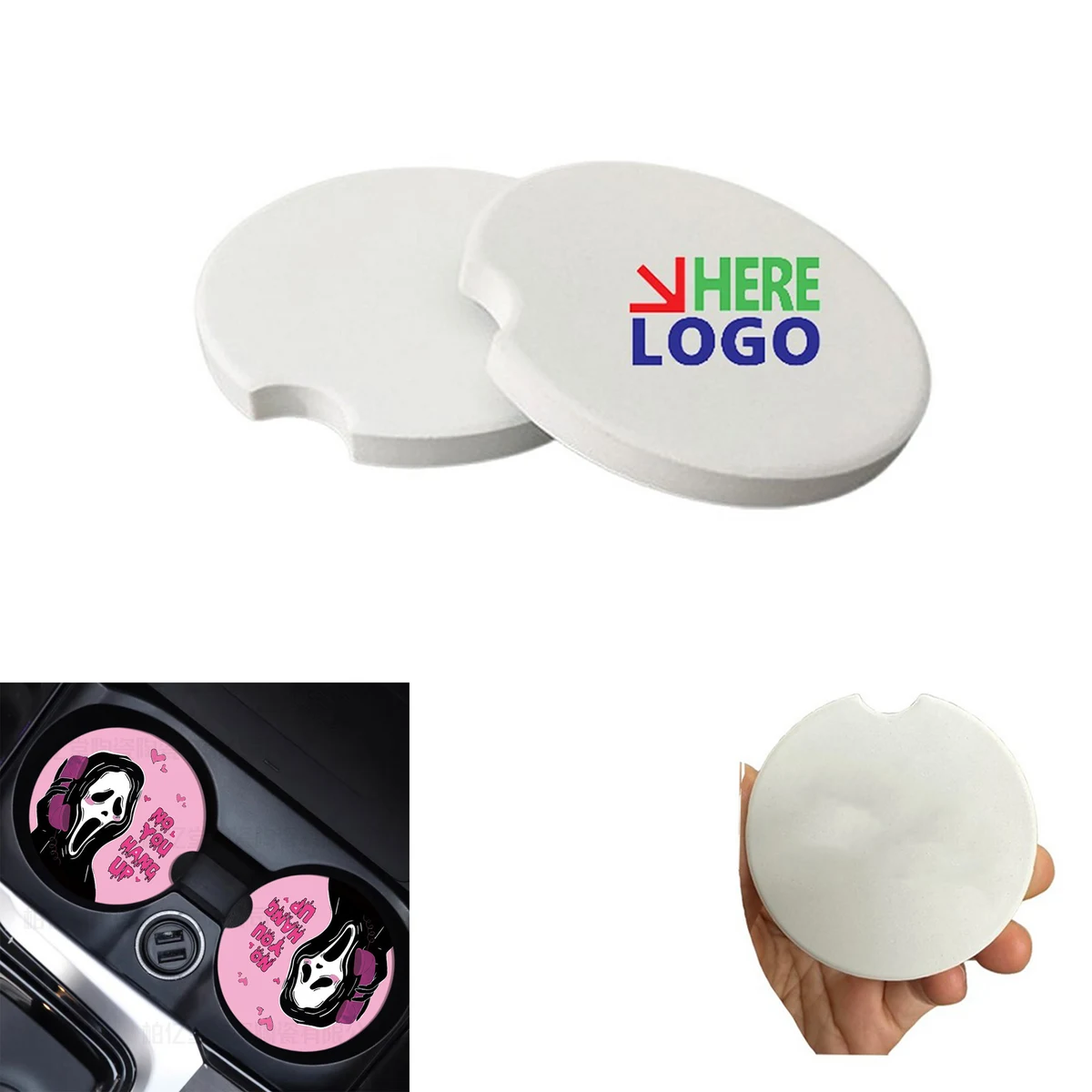 MOQ50 Absorbent Ceramic Car Coaster 1