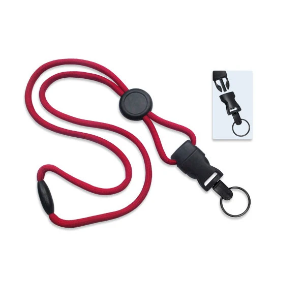 1/4" Blank Detachable Lanyard w/Round Slide & Split Ring (Red) 1