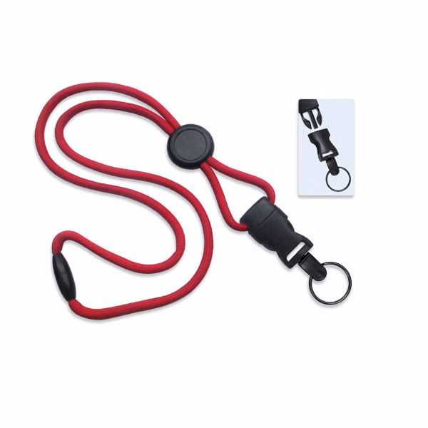 1/4" Blank Detachable Lanyard w/Round Slide & Split Ring (Red)