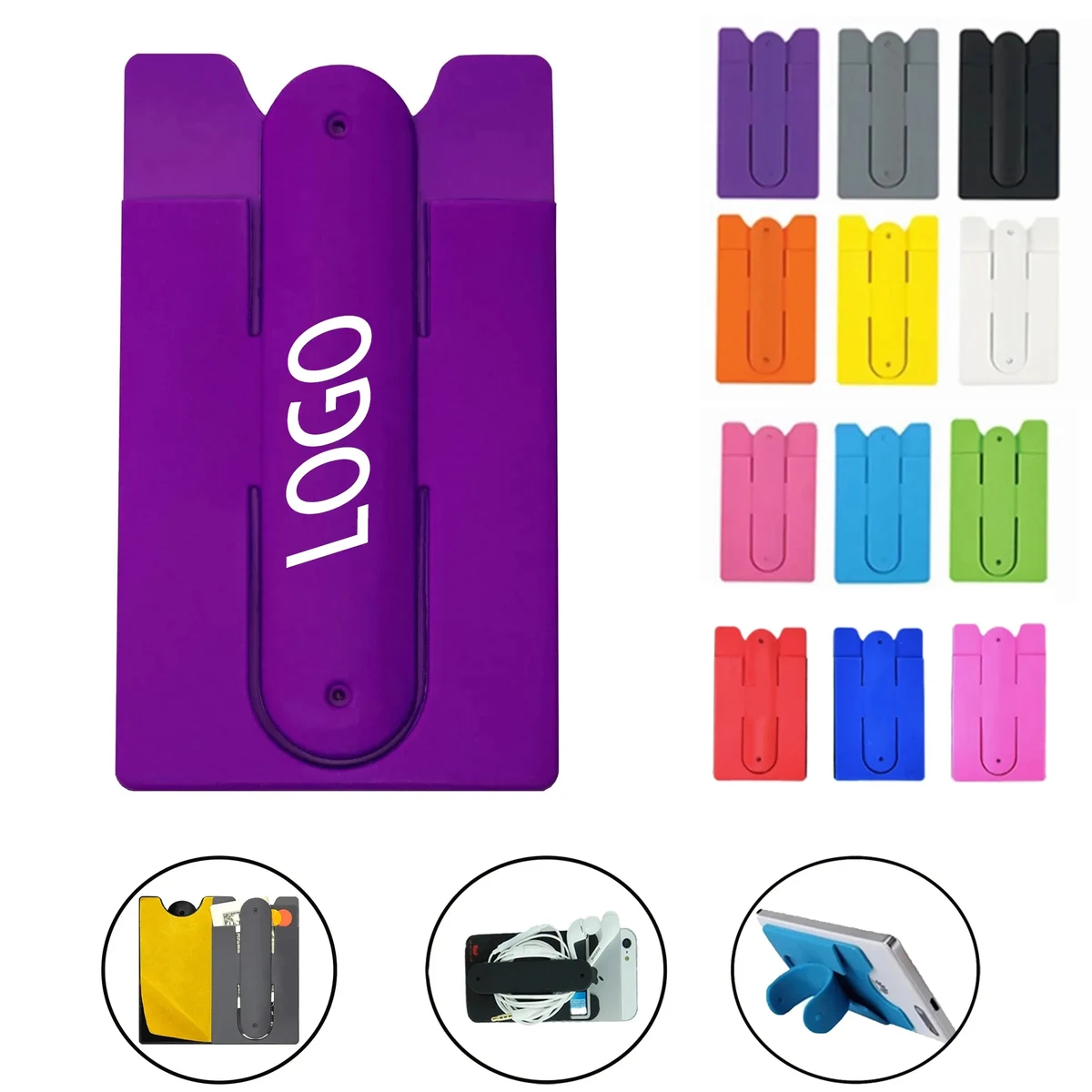 2-in-1 Silicone Mobile Phone Card Holder Stand 1