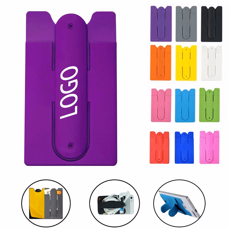 2-in-1 Silicone Mobile Phone Card Holder Stand