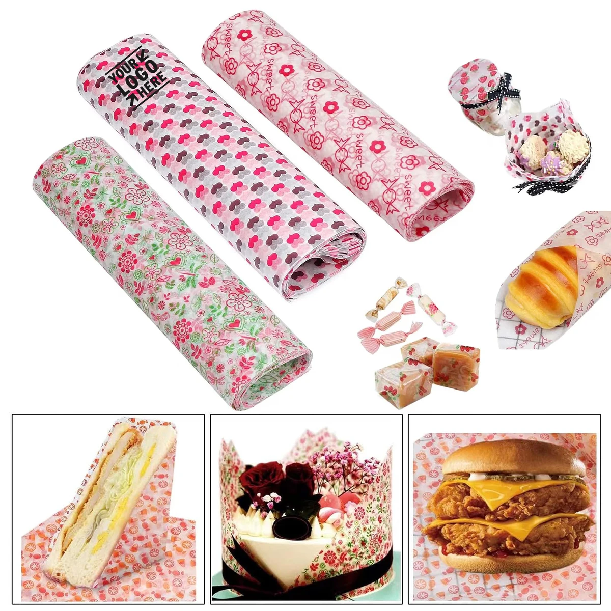 Patterned Wax Food Picnic Greaseproof Waterproof Dry Hamburger Paper 1