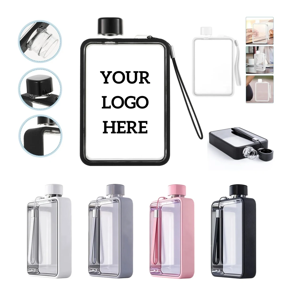 13OZ Sleek & Durable Polycarbonate Flat Water Bottle 1