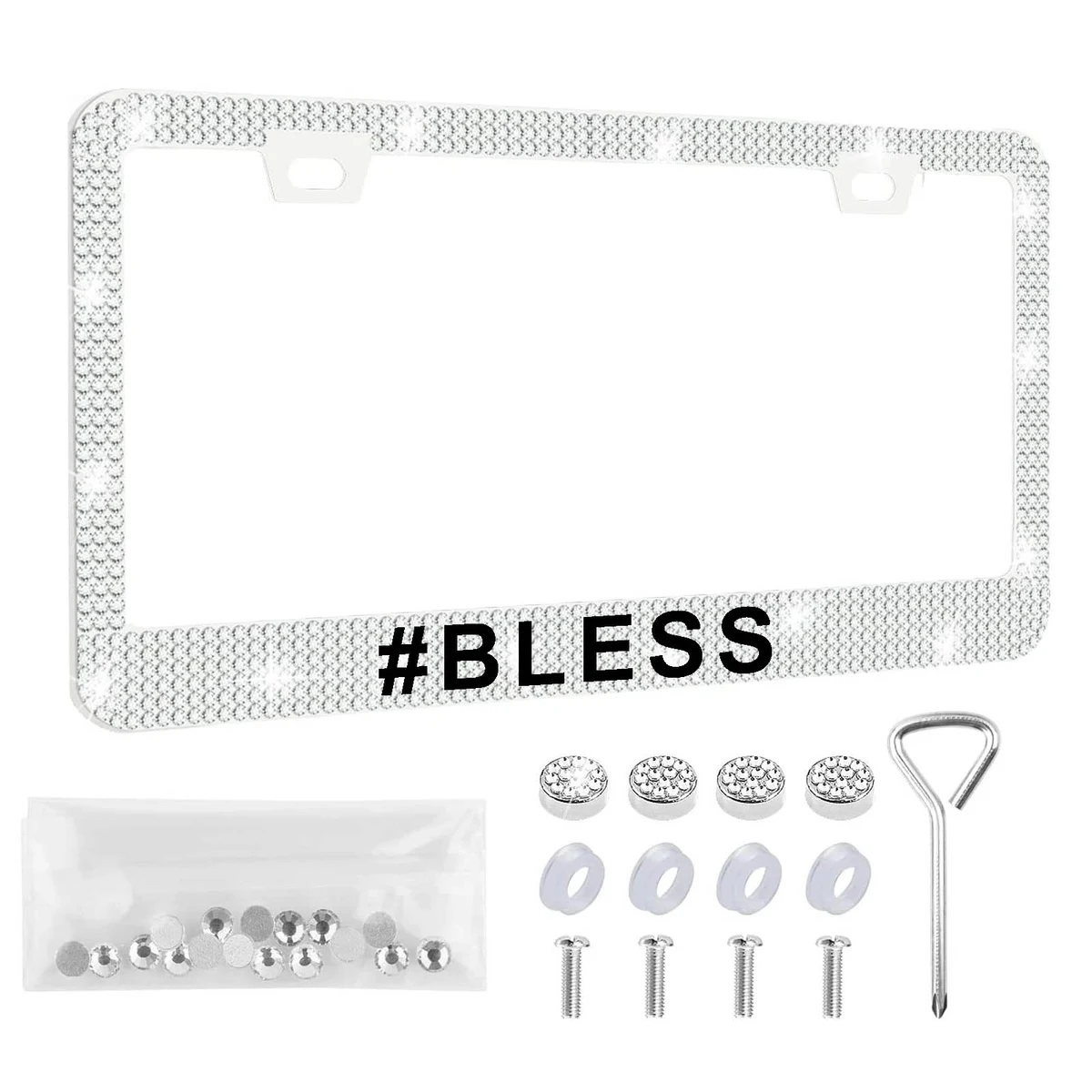 Rhinestone Car License Plate Frame Holder 1