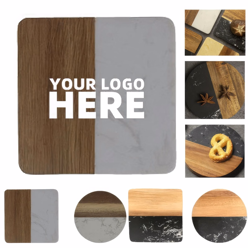 Marble Patchwork Wood Drinks Coaster