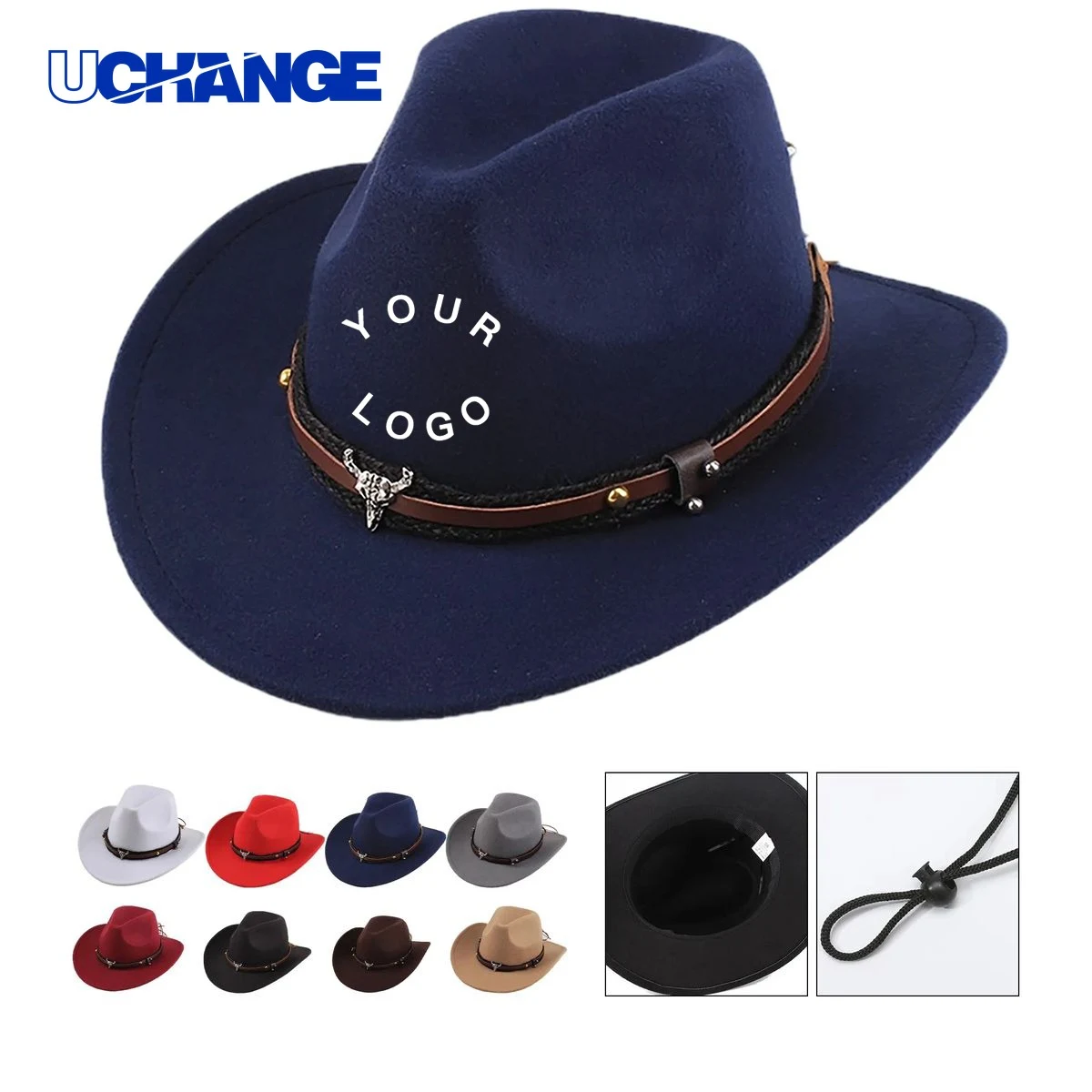 Retro Cowboy Felt Hat Headwear in Polyester with Curved Brim 1