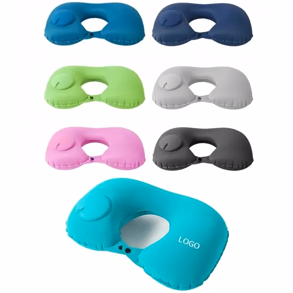 Inflatable U-Shaped Travel Neck Pillow with Easy Press