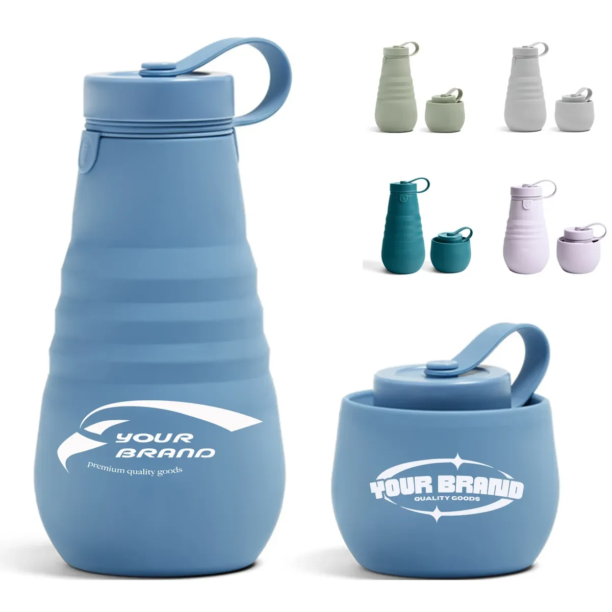 20 oz. Travel Collapsible Reusable Silicone Water Bottles 1