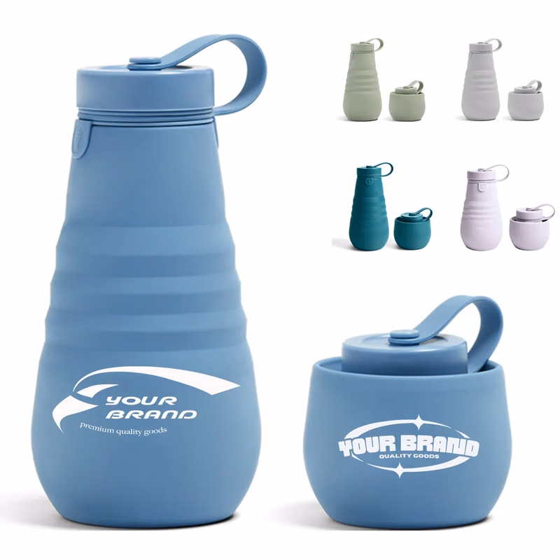 20 oz. Travel Collapsible Reusable Silicone Water Bottles