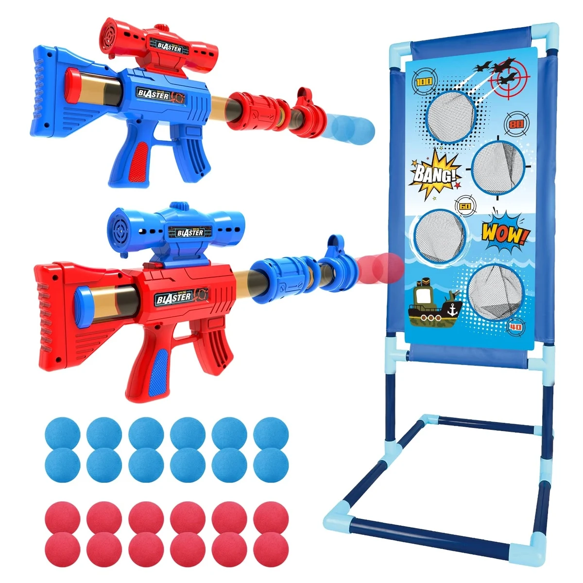 Ball Popper Gun Toy Set With Standing Shooting Target 1