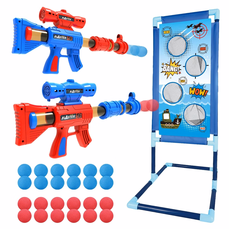 Ball Popper Gun Toy Set With Standing Shooting Target