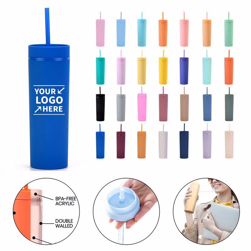 Double Wall Tumbler Cup with Lid and Straw