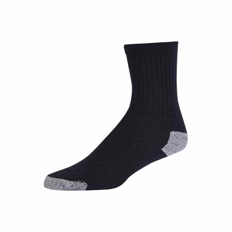 Cotton Crew Sport Socks - Black 10-13