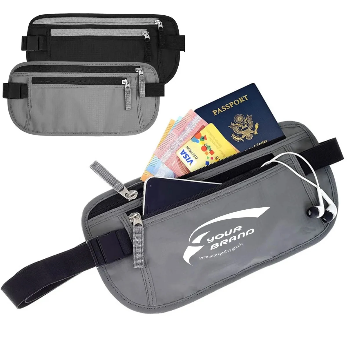 In Stock Anti-Theft Travel RFID Money Hidden Belt Wallet Bag 1