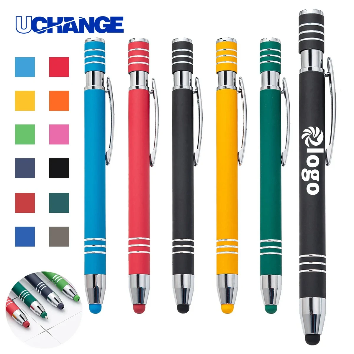 Retractable Metal Ballpoint Pen with Stylus 1