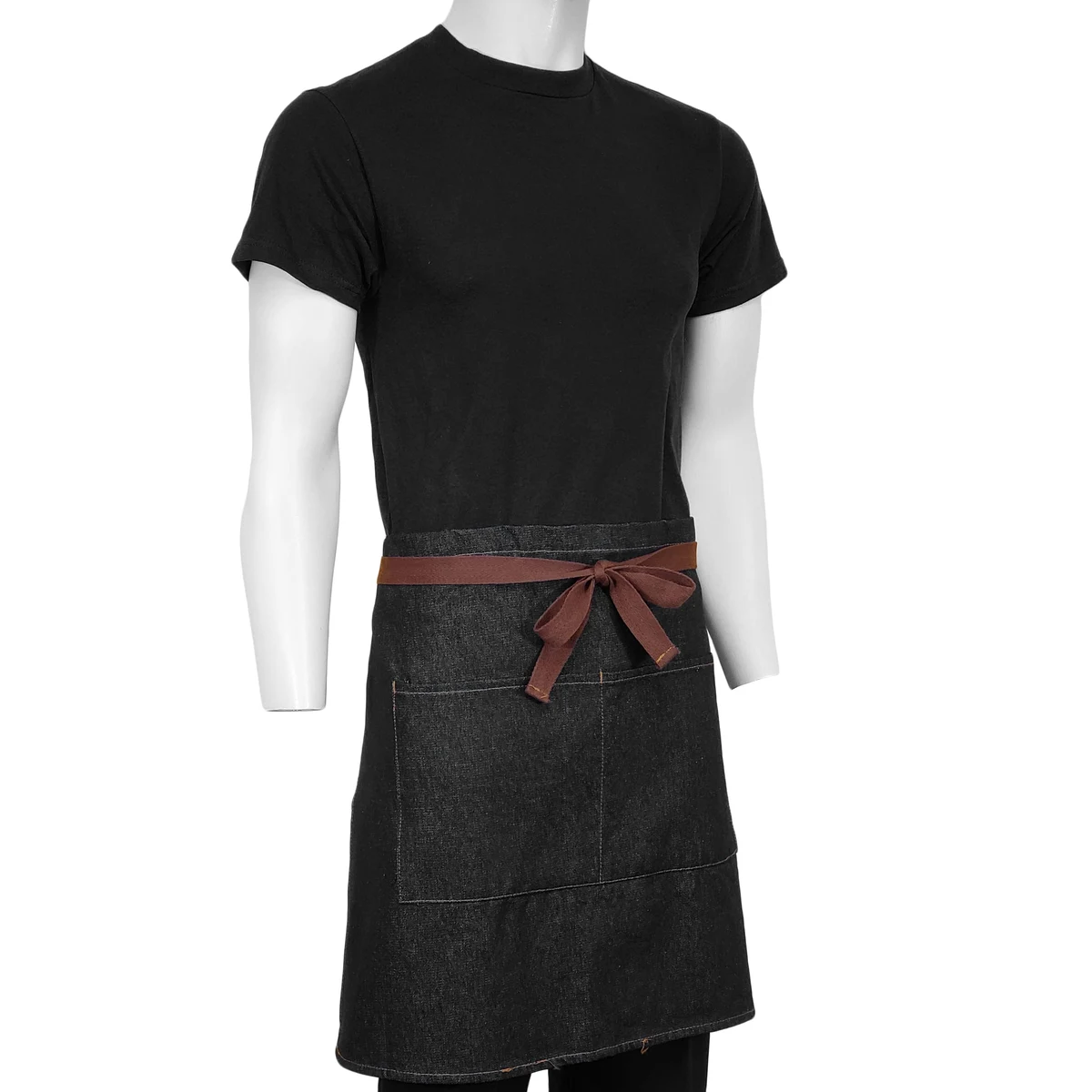 28 in. x 19 in. Denim Half Bistro Apron with Pockets (BLANK) 1