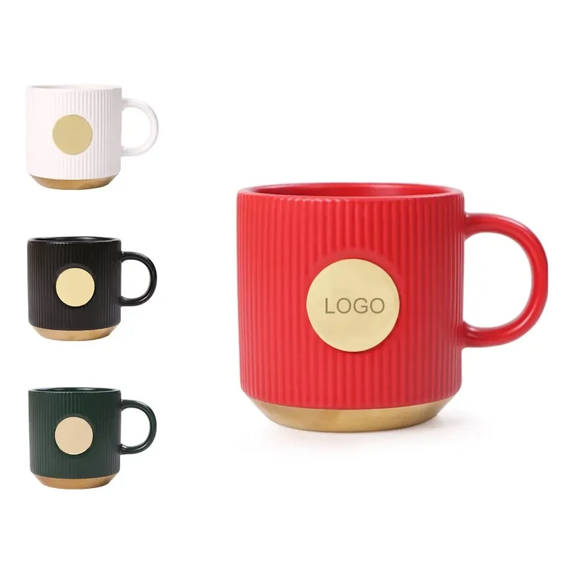 Porcelain Coffee Mugs with Copper Brand Logo 1