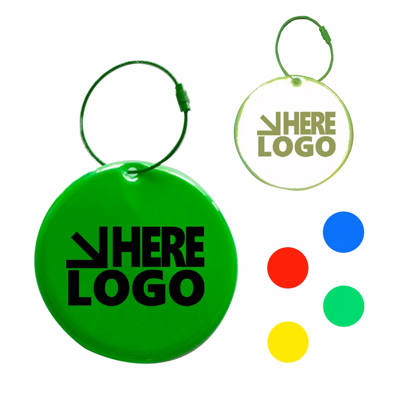 MOQ 100 2-Inch Round Reflective PVC Disc Pendant
