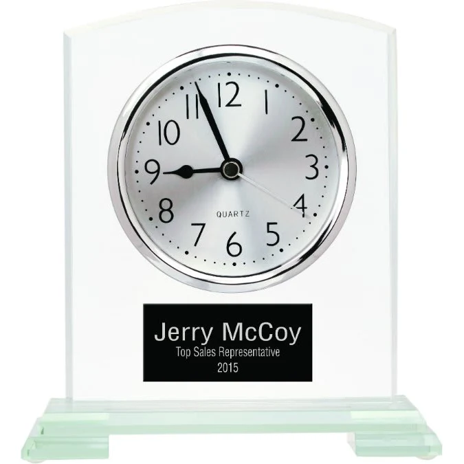 6 1/2" Jade Square Arch Glass Clock 1