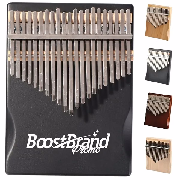 Custom Wood 17-Key Thumb Piano Kalimba with Resonant Sound — Wellness Promo Item