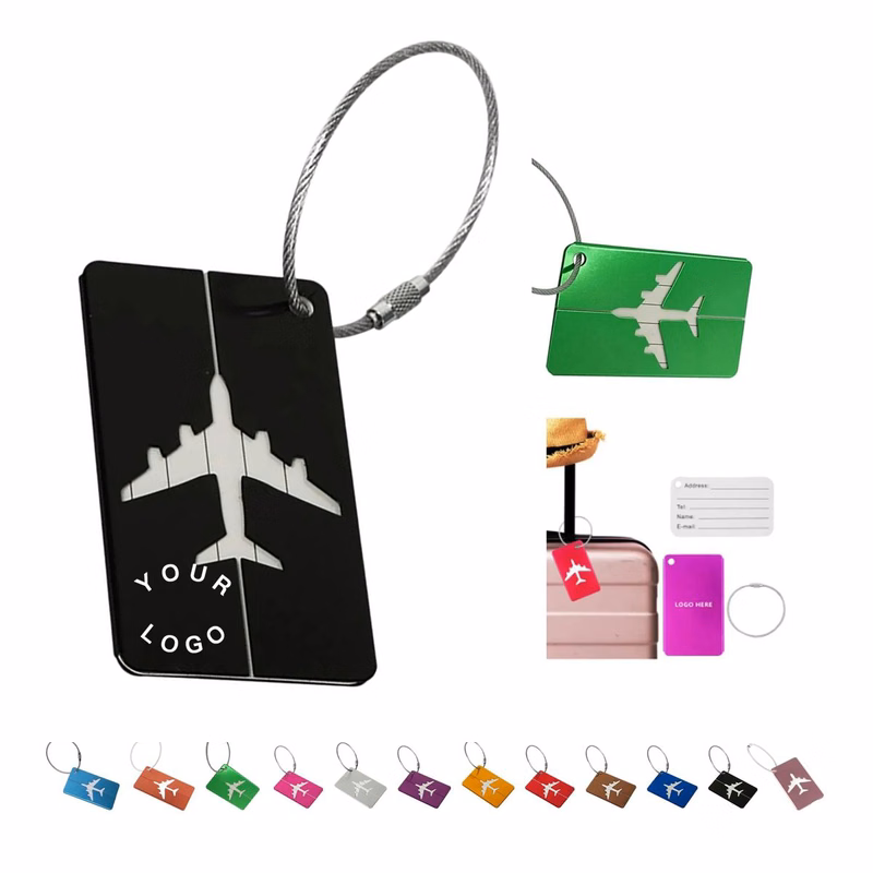 Durable Aluminum Luggage Tag with Steel Wire Loop