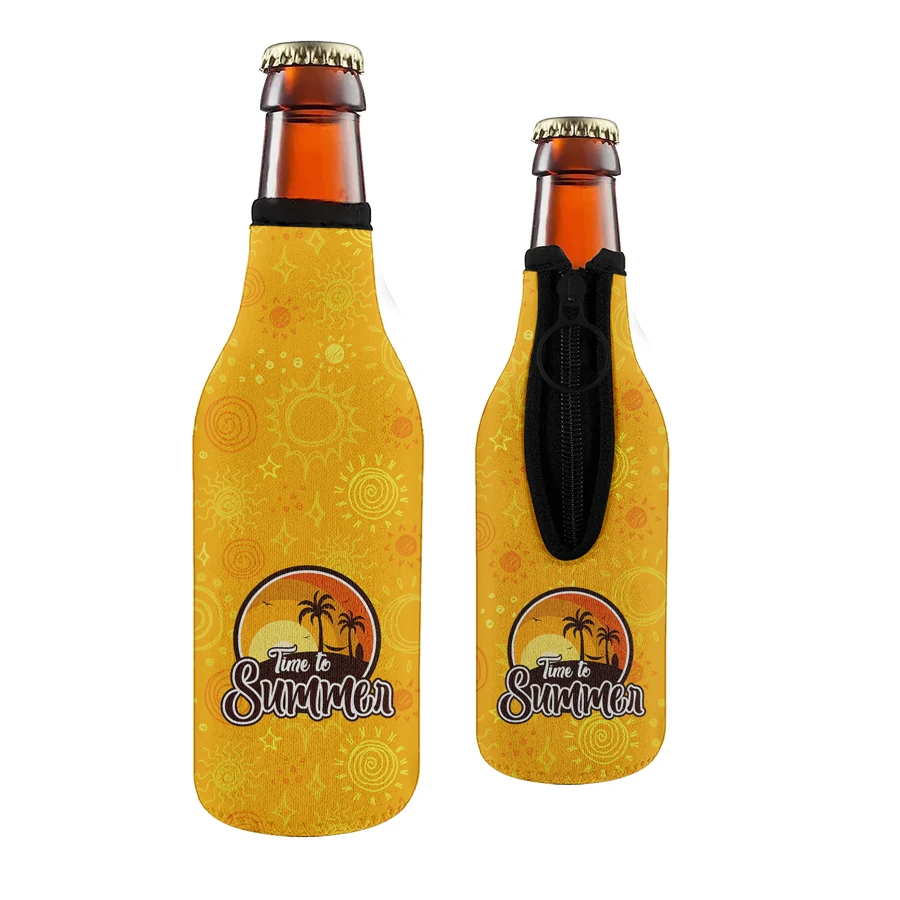 Sublimation 12 Oz Bottle Kooler with Zipper & Piping - 3mm 1