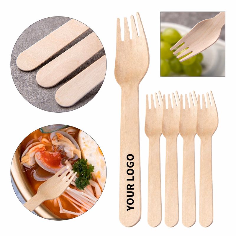 Disposable Wooden Ice Cream Fork With Single Unit Construction