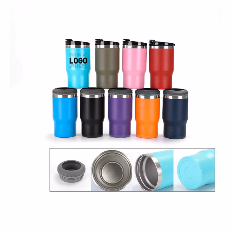 14oz Insulated Can Cooler With Two Lids