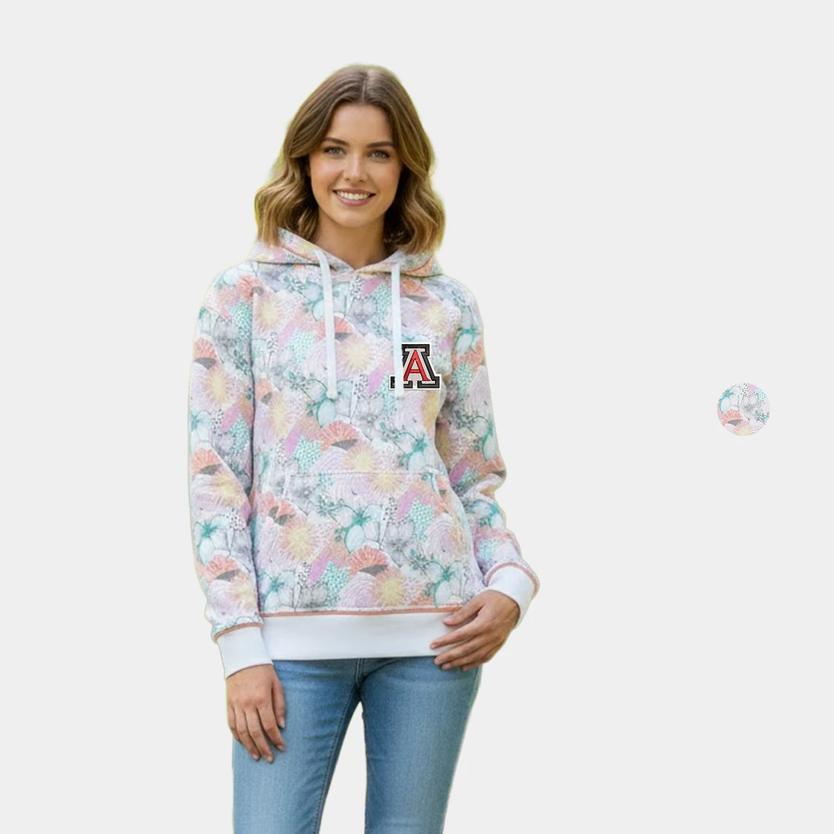 Mood & Vibe™ Women's Allover Print Fleece Cotton-Poly Hoodie 1