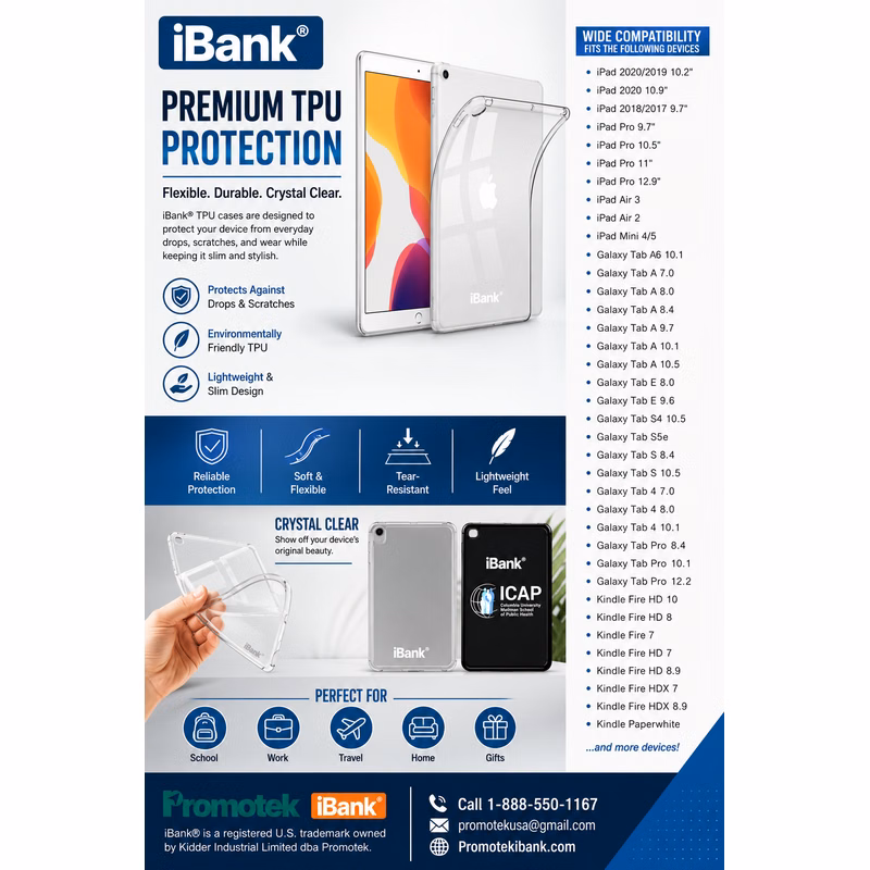 iBank® TPU Case compatible with iPad and Galaxy Tablet