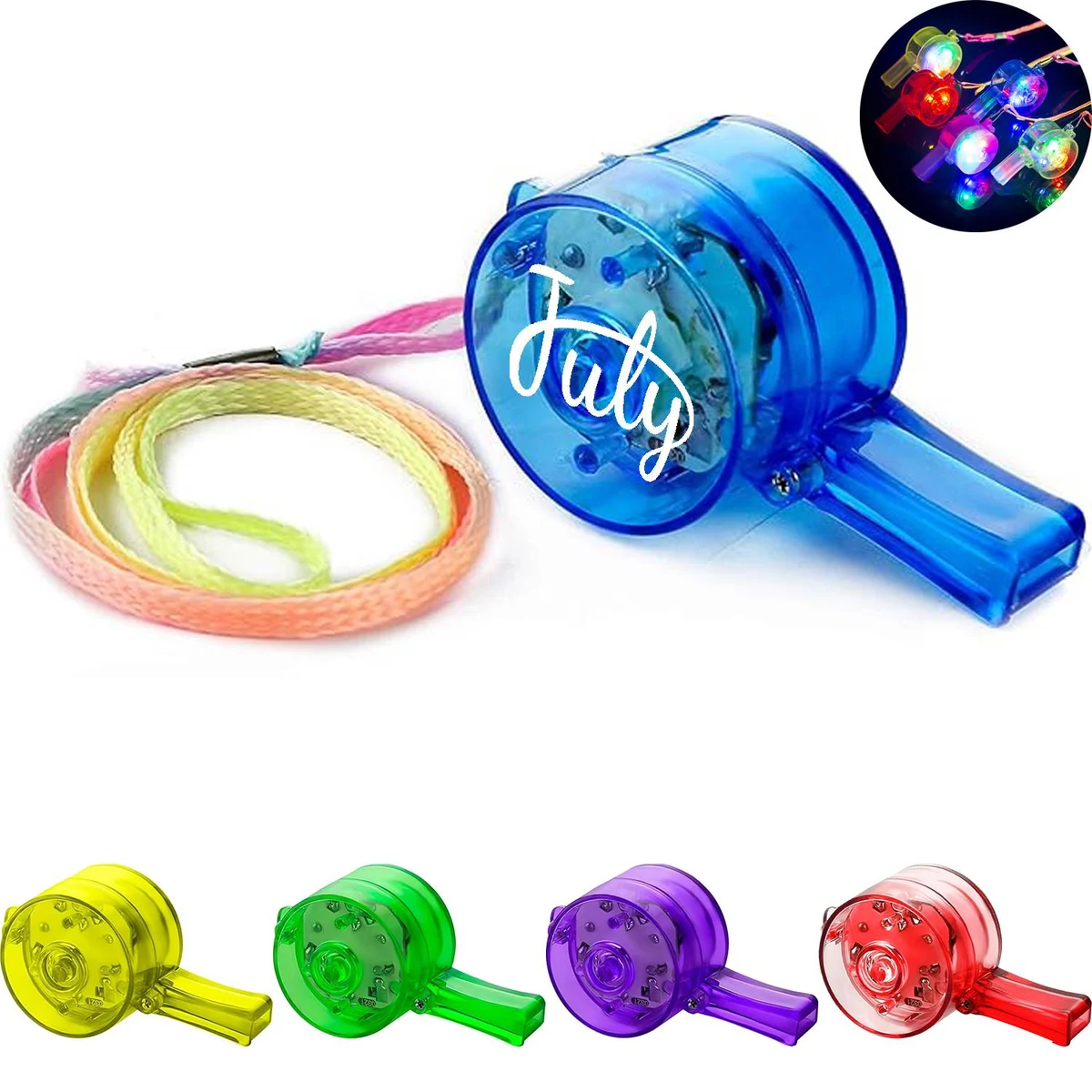 LED Light Up Whistles w/ Lanyard 1
