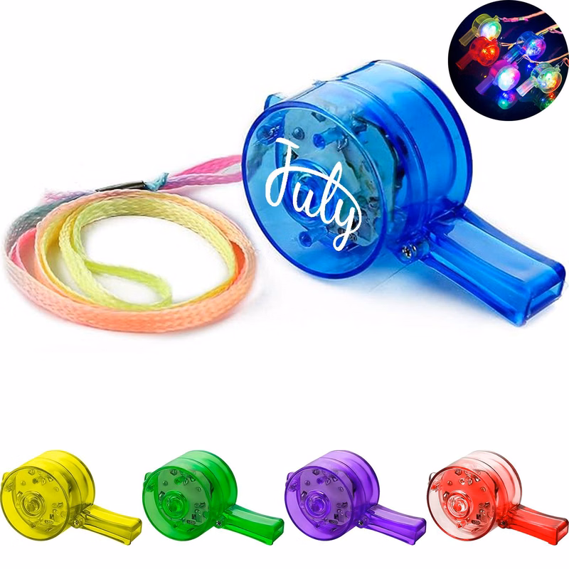 LED Light Up Whistles w/ Lanyard