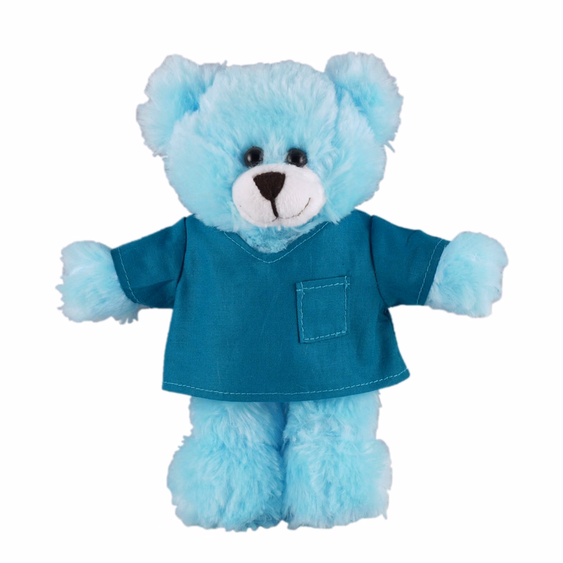 Soft Plush Stuffed Blue Bear in scrub shirt