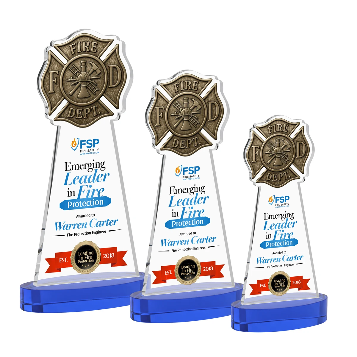 Fire Dept VividPrint™ Award on Alberton Base - Blue 1